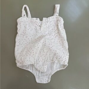 Aden and Anais White Baby Romper with Mauve Dots